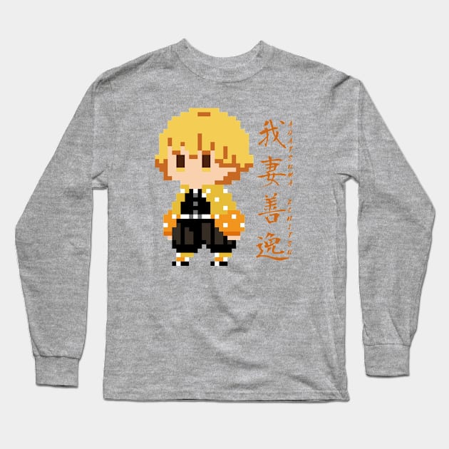 Agatsuma Zenitsu (Pixel Art) Long Sleeve T-Shirt by MilotheCorgi